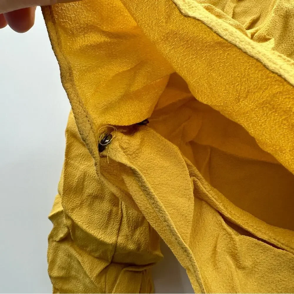 Madewell‎ Raelynn Long Sleeve Gold Yellow Wrap Tie Top Size S